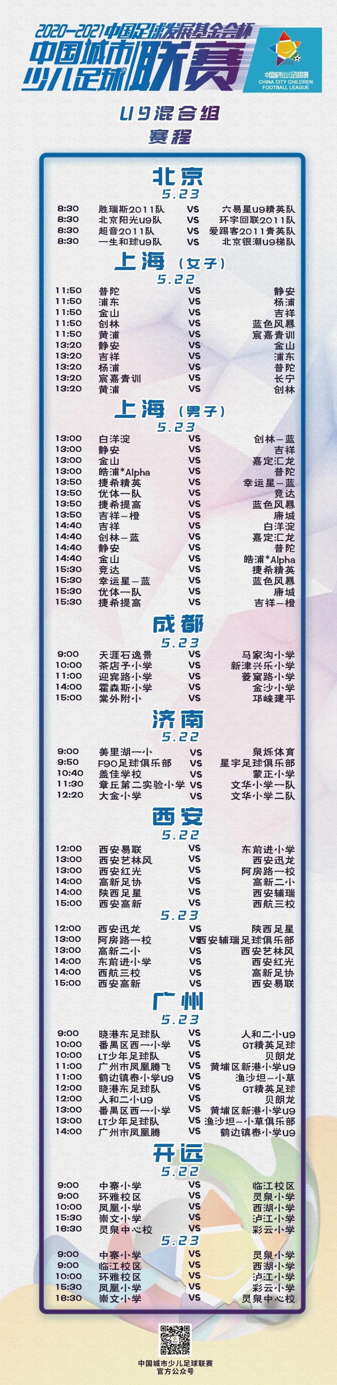 賽事預告丨2020-2021“中(zhōng)國足球發展基金會杯”中(zhōng)國城市少兒足球聯賽賽事預告